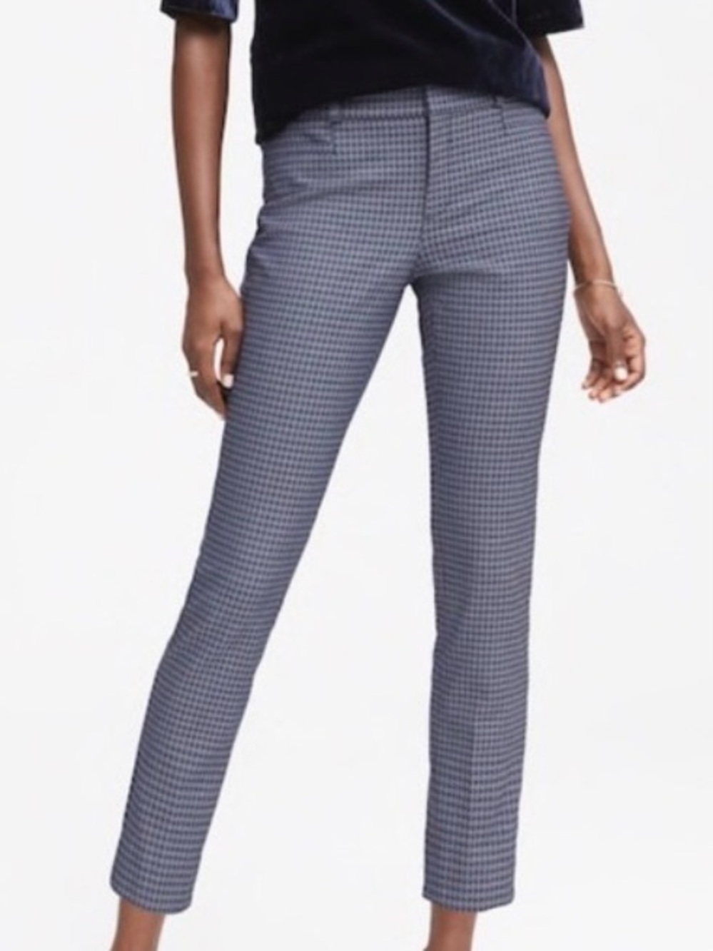 Banana Republic Sloan Navy Houndstooth Slim Dress Pants